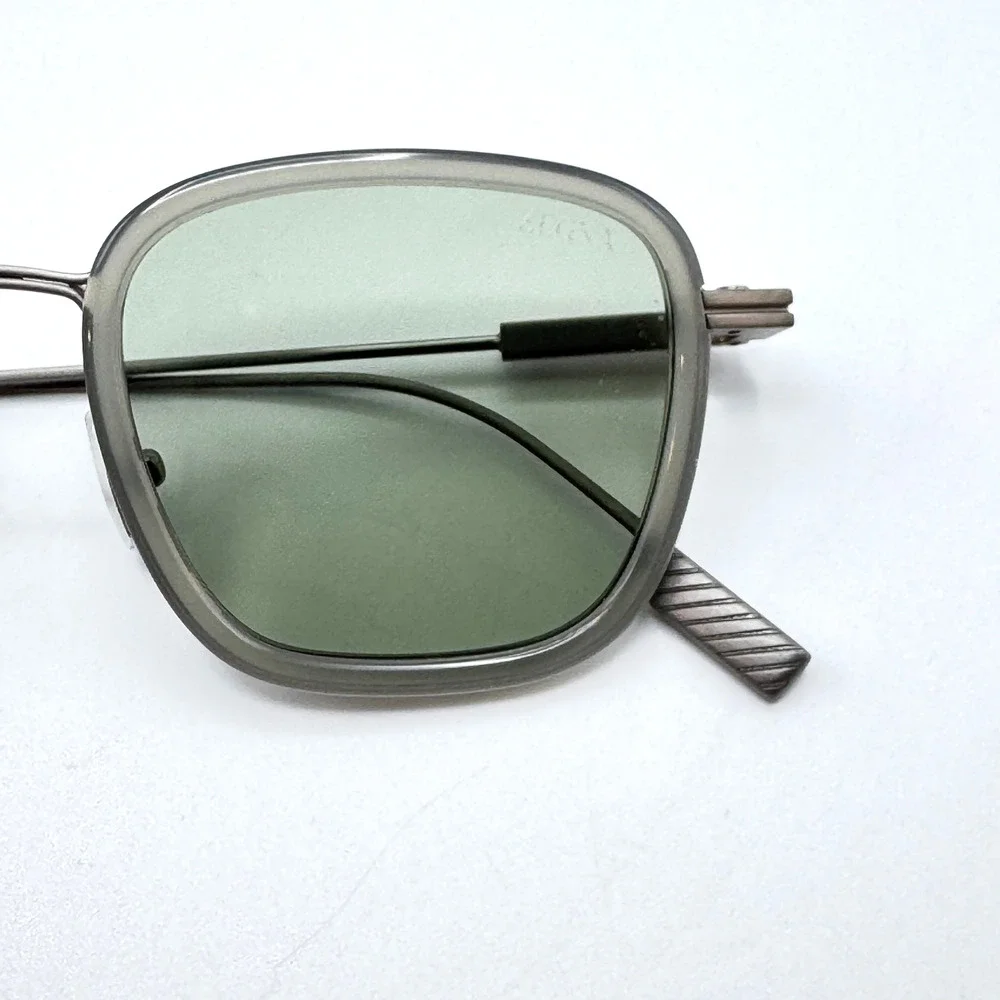 Ermenegildo Zegna Sunglasses EZ0277 20N Gray Geometric Frame Green Lens 47mm